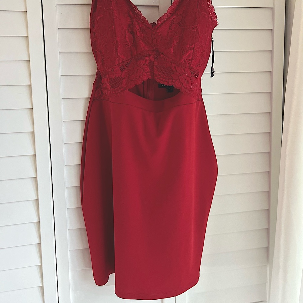 Haute Monde Red Lace Body-con Dress